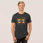 "Unity" Mandala Red Yellow White Green Design Tri-Blend Shirt (Vorderseite voll)