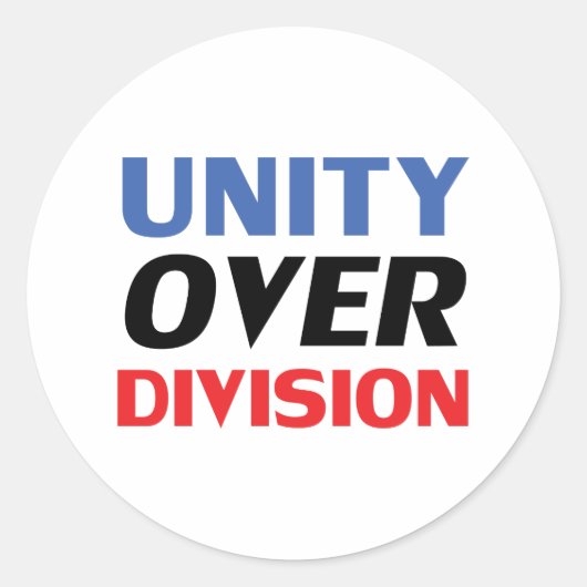 "Unity over Division", blau-rot Schwarz-weiß Runder Aufkleber (Vorderseite)