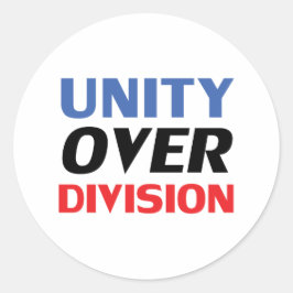"Unity over Division", blau-rot Schwarz-weiß Runder Aufkleber