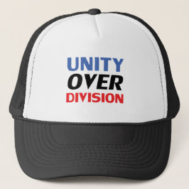 "Unity over Division", blau-rot Schwarz-weiß Truckerkappe