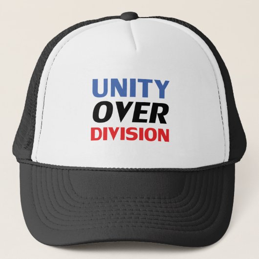 "Unity over Division", blau-rot Schwarz-weiß Truckerkappe (Vorderseite)