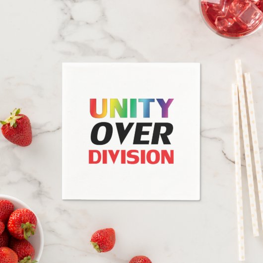 "Unity over Division" - Stolz lgbtq lgbt Whitepape Serviette (Beispiel)