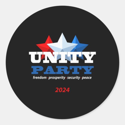 Unity Party 2024 Trump Präsident Runder Aufkleber (Vorderseite)