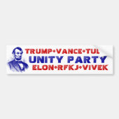 UNITY PARTY Trump Vance Tulsi Elon RFKJ Vivek Autoaufkleber (Vorne)