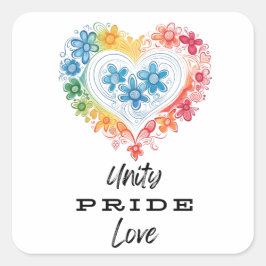 Unity Pride Liebe Quadratischer Aufkleber