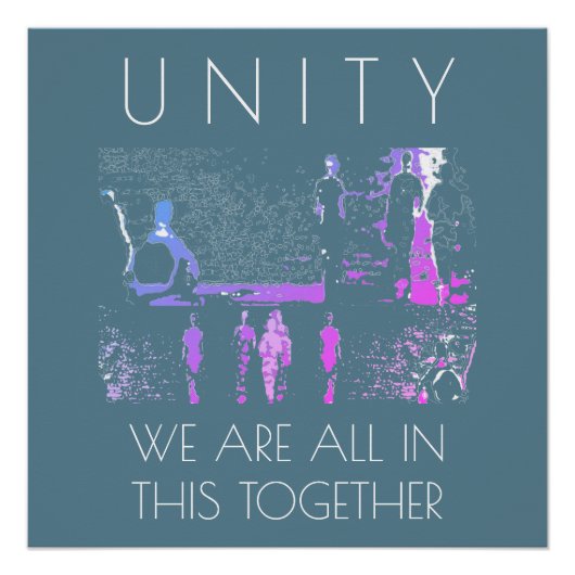 "Unity, Together" Inspiration Magenta White Aquama Poster (Vorderseite)