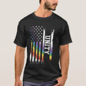 Unity United Staaten Rainbow unter US-Flagge T-Shirt (Vorderseite)