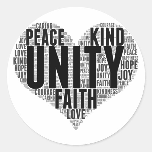 Unity WordCloud sei eine Art, Orange Unity zu stop Runder Aufkleber (Vorderseite)