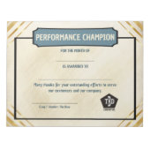 Universal employoee performance award certificates notizblock (Vorderseite)
