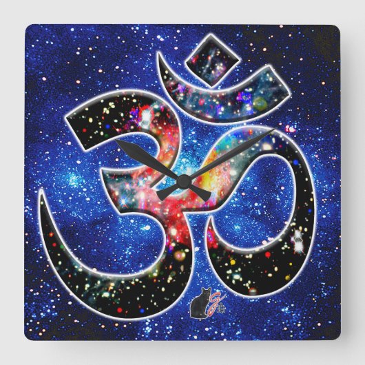 Universal OM Dhyana Quadratische Wanduhr (Vorderseite)