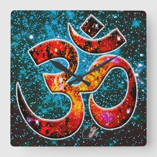 Universal OM Hum Quadratische Wanduhr (Vorderseite)