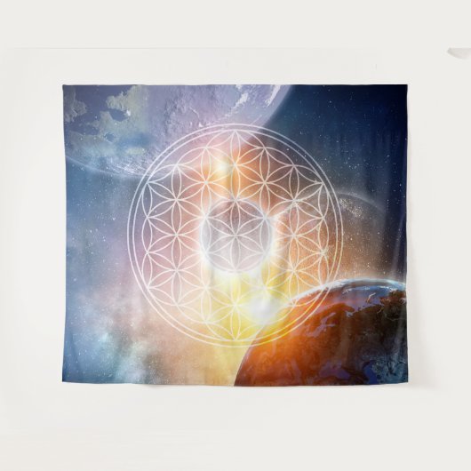 Universe Blume des Lebens Wandteppich (Vorderseite (Horizontal))