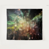 Universe Blume des Lebens Wandteppich (Vorderseite (Horizontal))