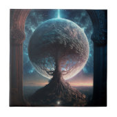 Universe Cosmic Tree Surreal Fantasy Art Fliese (Vorderseite)