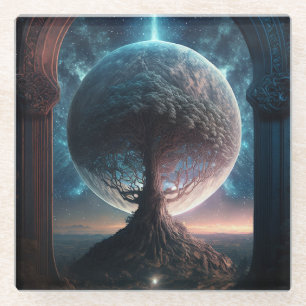 Universe Cosmic Tree Surreal Fantasy Art Glasuntersetzer
