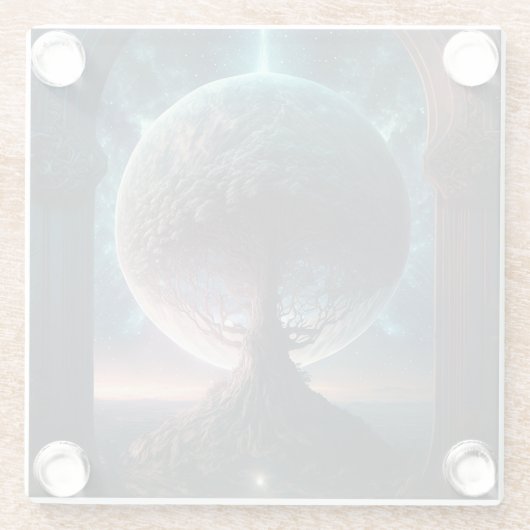 Universe Cosmic Tree Surreal Fantasy Art Glasuntersetzer (Rückseite)