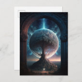 Universe Cosmic Tree Surreal Fantasy Art Postkarte (Vorne/Hinten)