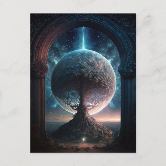 Universe Cosmic Tree Surreal Fantasy Art Postkarte (Vorderseite)