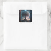 Universe Cosmic Tree Surreal Fantasy Art Quadratischer Aufkleber (Tasche)