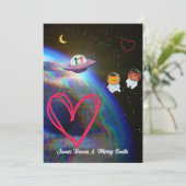 Universe Earth Cosmonauts in Liebe Hochzeit Einladung (Stehend Vorderseite)