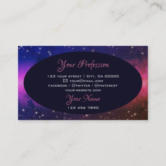 Universe farbige Galaxy Glitzer Stars Monogramm Visitenkarte (Rückseite)