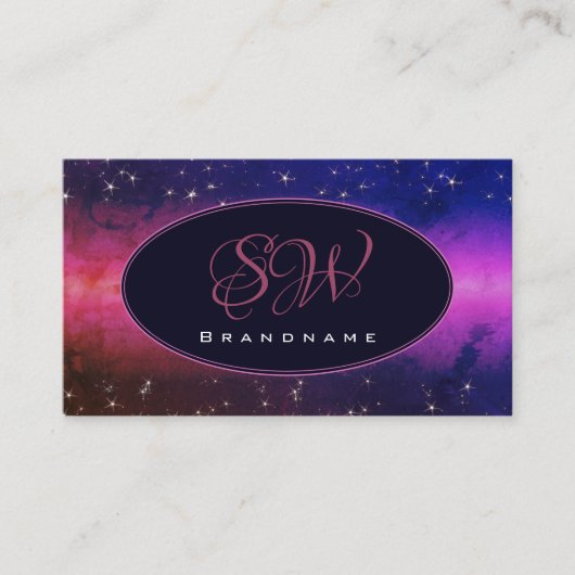 Universe farbige Galaxy Glitzer Stars Monogramm Visitenkarte (Vorderseite)