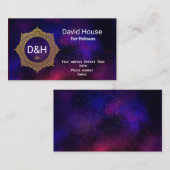 Universe Navy Blue Red Gold Elegante Arabesque Visitenkarte (Vorne/Hinten)