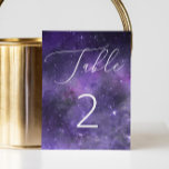 Universe Sterne. Hochzeit von lila Weltraumnachtss Tischnummer<br><div class="desc">Lila Platz Nacht Hochzeit Dankeschön Karte mit elegantem Drehbuch. Geeignet zum Geburtstag,  Jubiläum und jedes andere Party. Bitte kontaktieren Sie mich,  wenn Sie weitere Informationen benötigen.</div>
