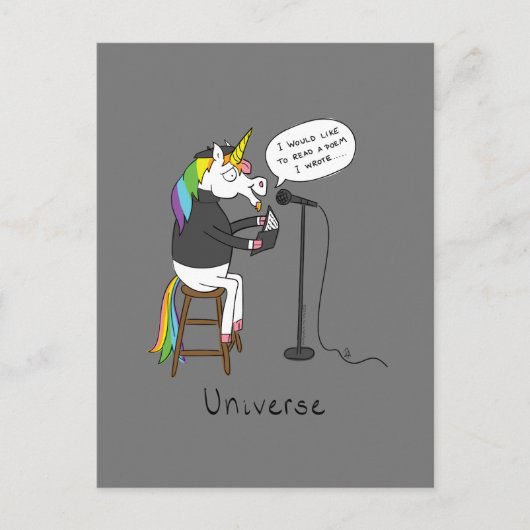 Universe Unicorading Poetry Funny Postcard Postkarte (Vorderseite)