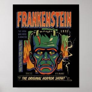 Universell Monsters Frankenstein Vintag Halloween Poster