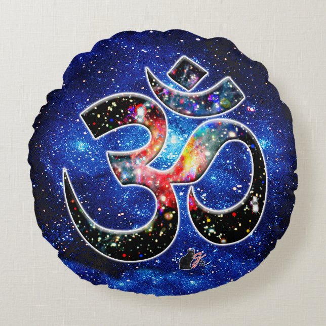 Universell OM Dhyana Rundes Kissen (Vorderseite)