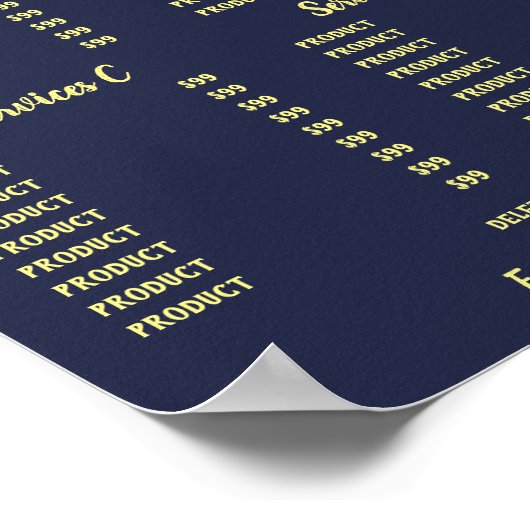 Universelle, anpassbare Preisliste. Poster (Ecke)