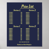 Universelle, anpassbare Preisliste. Poster (Vorne)