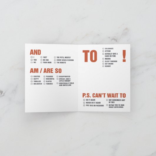 Universelle Grußkarte (Plus Roboter) Karte (Innenseite)