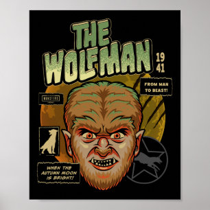 Universelle Monster Der Wolf Mann Vintag Halloween Poster