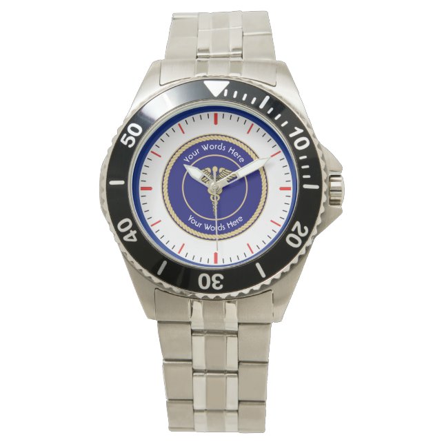 Universeller Caduceus-Rillenschild Armbanduhr (Vorderseite)