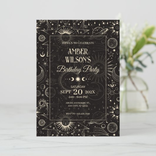 Universeller mystischer Astrologischer Mondsonneng Einladung (Stehend Vorderseite)