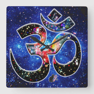 Universelles OM Dhyana Quadratische Wanduhr