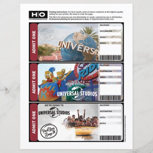 Universelles Ticket für Reisen und Veranstaltungen (Vorderseite)