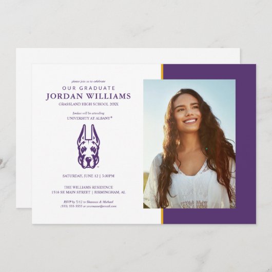 Universität Albany Great Dane Mascot Head Ankündigung (Vorne/Hinten)