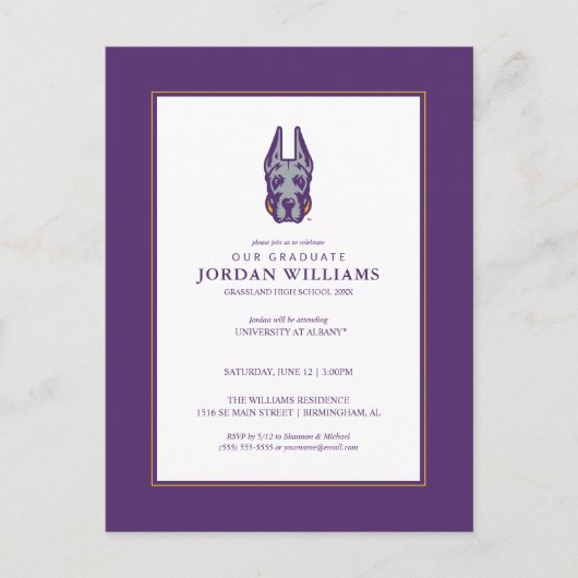 Universität Albany Great Dane Mascot Head Ankündigungspostkarte (Vorderseite)