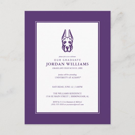 Universität Albany Great Dane Mascot Head Ankündigungspostkarte (Vorderseite)