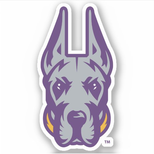 Universität Albany Great Dane Mascot Head Aufkleber (Vorderseite)