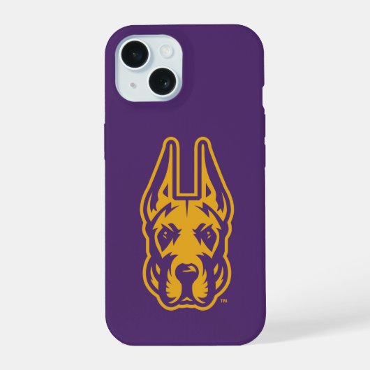 Universität Albany Great Dane Mascot Head iPhone 15 Hülle (Rückseite)