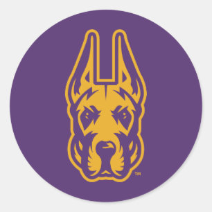 Universität Albany Great Dane Mascot Head Runder Aufkleber
