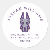 Universität Albany Great Dane Mascot Head Runder Aufkleber (Vorderseite)