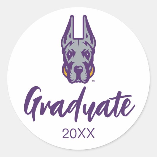 Universität Albany Great Dane Mascot Head Runder Aufkleber (Vorderseite)