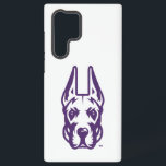 Universität Albany Great Dane Mascot Head Samsung Galaxy Hülle<br><div class="desc">Dieses Design ist ein nahes up der University at Albany Great Dane Maskottchkopf. Die Illustration verwendet fett lila Konturen mit detaillierter Schattierung in Grau für das Gesicht des Großen Dänen, die seine Winkelzüge hervorheben. Die Augen sind scharf, und der Ausdruck vermittelt Wachsamkeit und Stärke. Goldakzente erscheinen auf beiden Seiten des...</div>