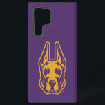 Universität Albany Great Dane Mascot Head Samsung Galaxy Hülle<br><div class="desc">Dieses Design ist ein nahes up der University at Albany Great Dane Maskottchkopf. Die Illustration verwendet fett lila Konturen mit detaillierter Schattierung in Grau für das Gesicht des Großen Dänen, die seine Winkelzüge hervorheben. Die Augen sind scharf, und der Ausdruck vermittelt Wachsamkeit und Stärke. Goldakzente erscheinen auf beiden Seiten des...</div>