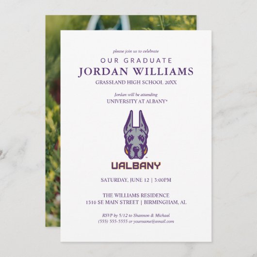 Universität Albany Great Danes Ankündigung (Vorne/Hinten)